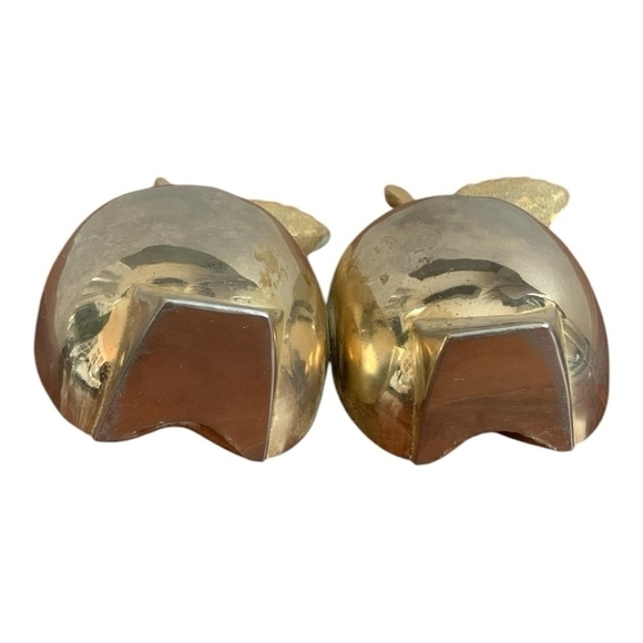 Vintage Duo Photos Frame Gold Heavyweight Brass Double Apple Picture Frame Stand - Picture 3 of 5